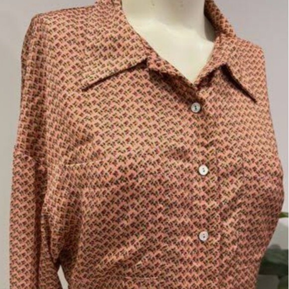 Zara soft & flowy shirt dress w/ pockets - pink & tiny floral print S - Picture 6 of 11